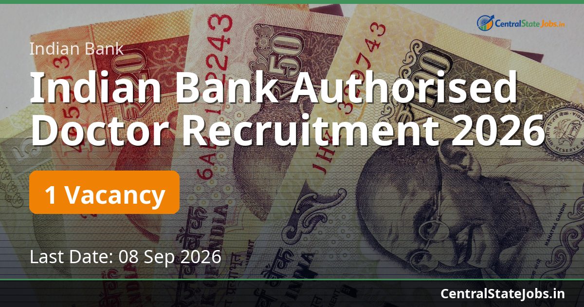 Indian Bank Authorised Doctor Recruitment 2026