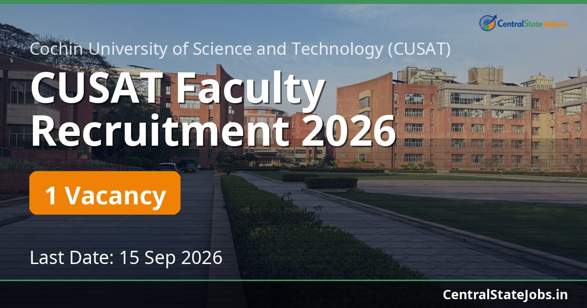 CUSAT Faculty Recruitment 2026