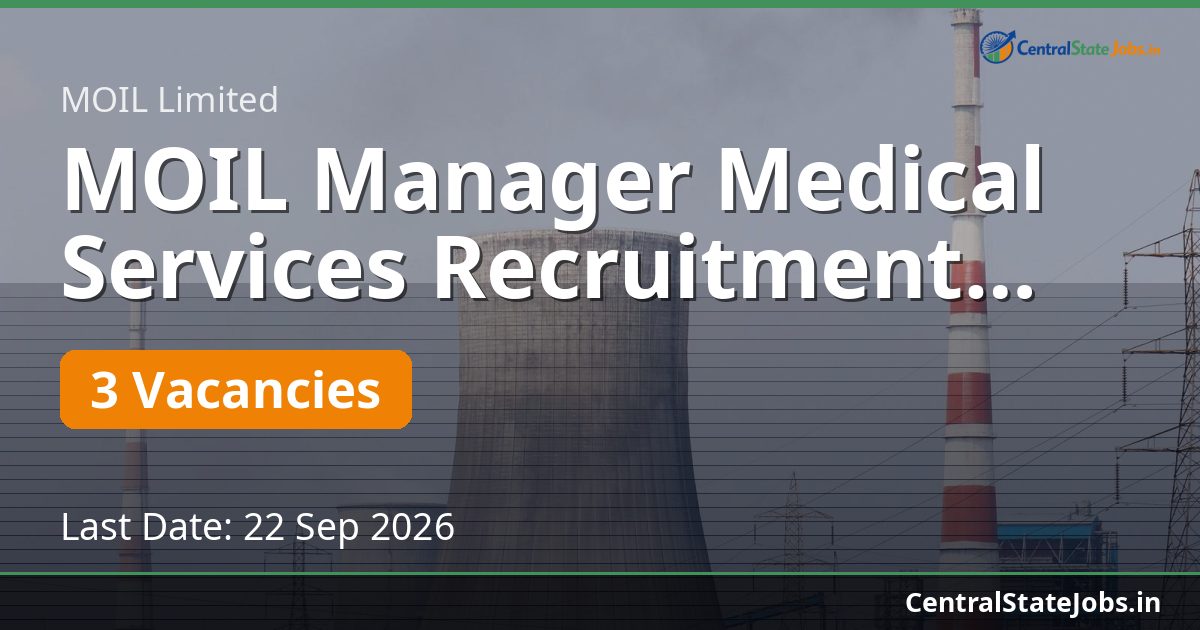 MOIL Manager Medical Services Recruitment 2026
