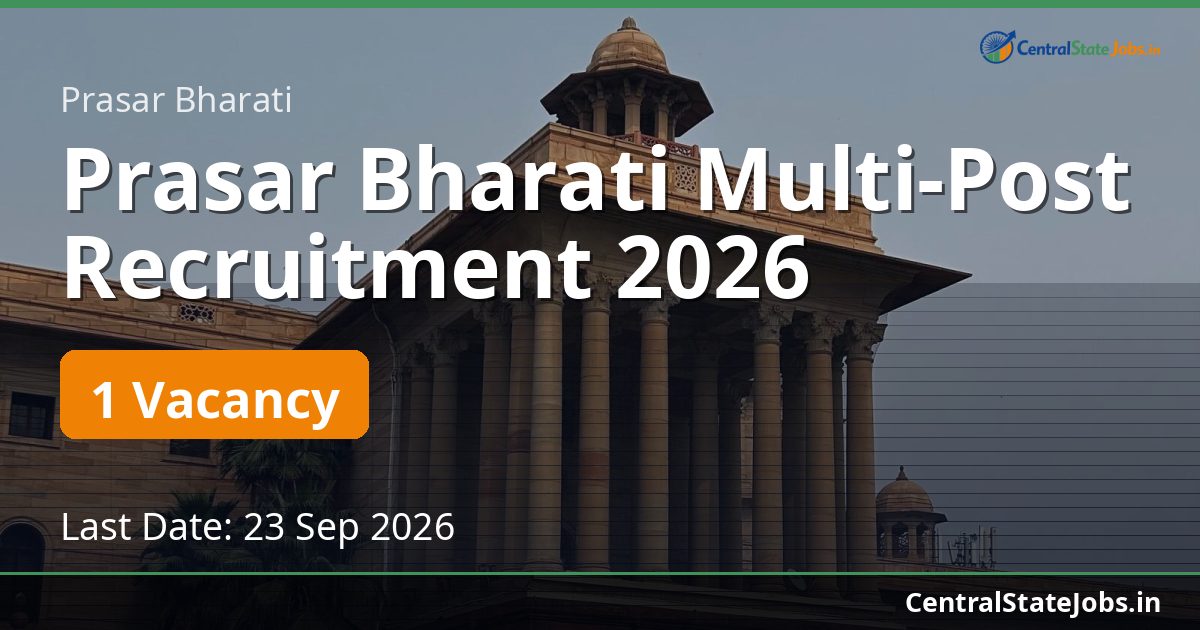 Prasar Bharati Multi-Post Recruitment 2026