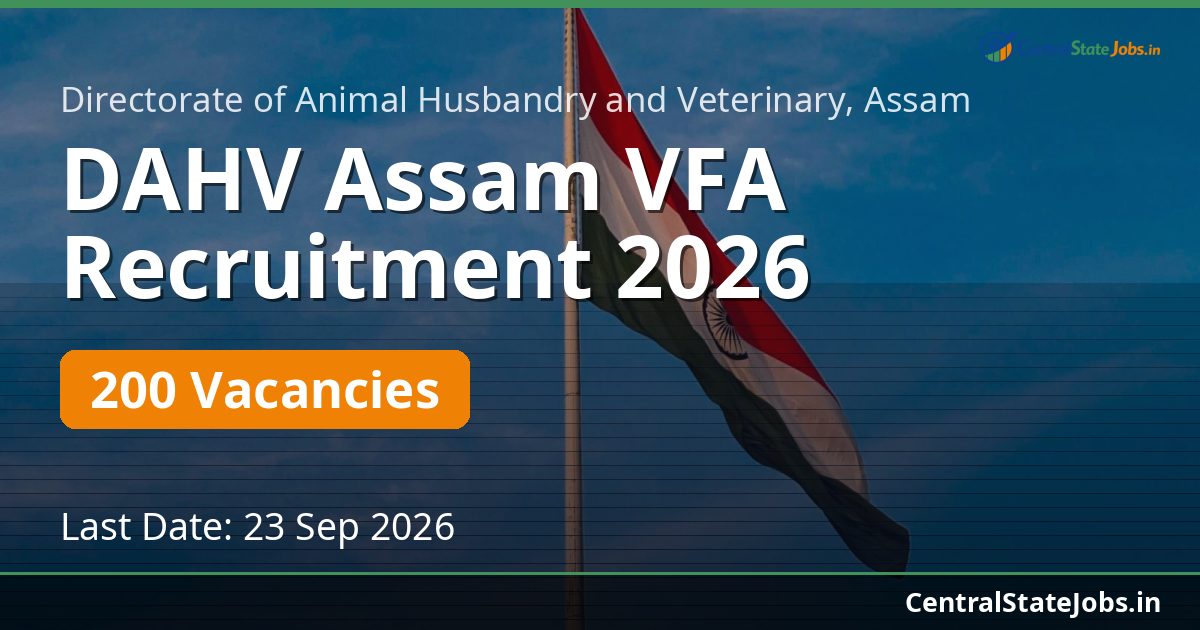 DAHV Assam VFA Recruitment 2026 — 200 Vacancies