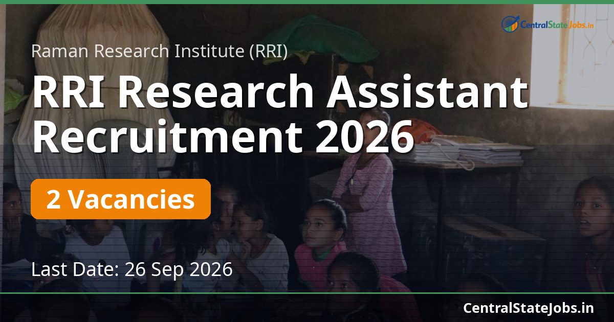 RRI Research Assistant Recruitment 2026