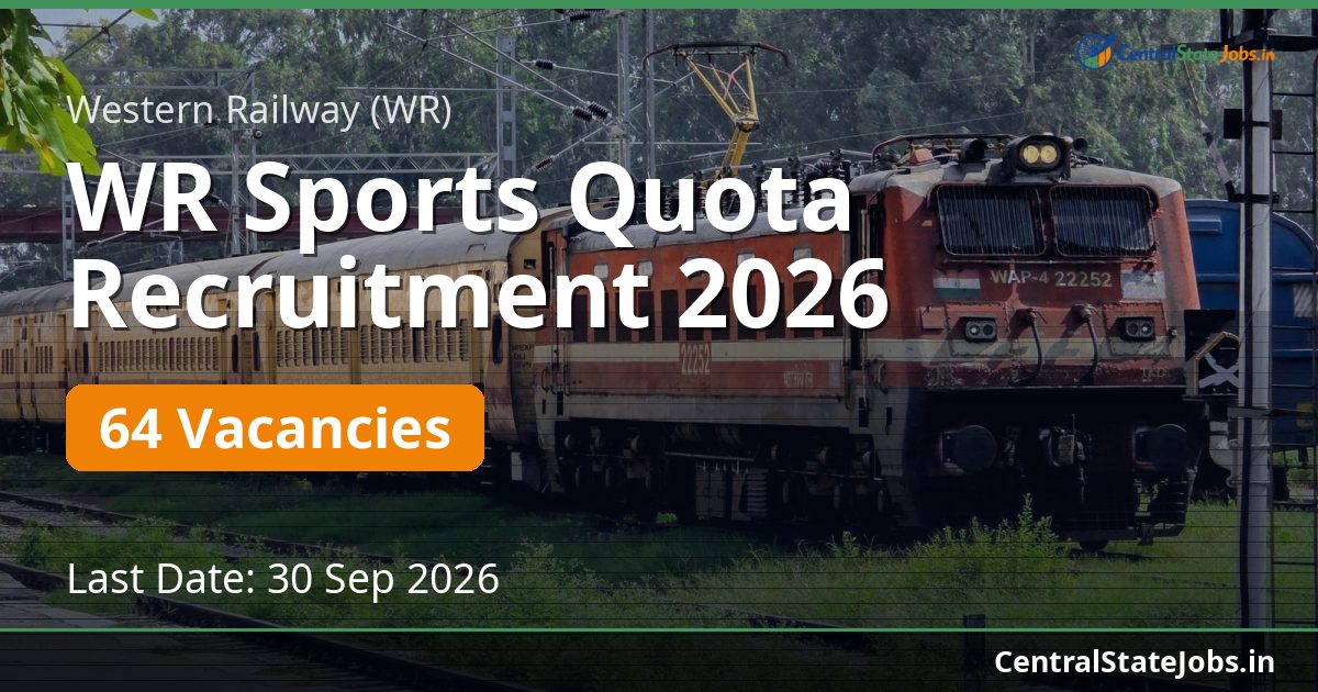 WR Sports Quota Recruitment 2026 — 64 Vacancies
