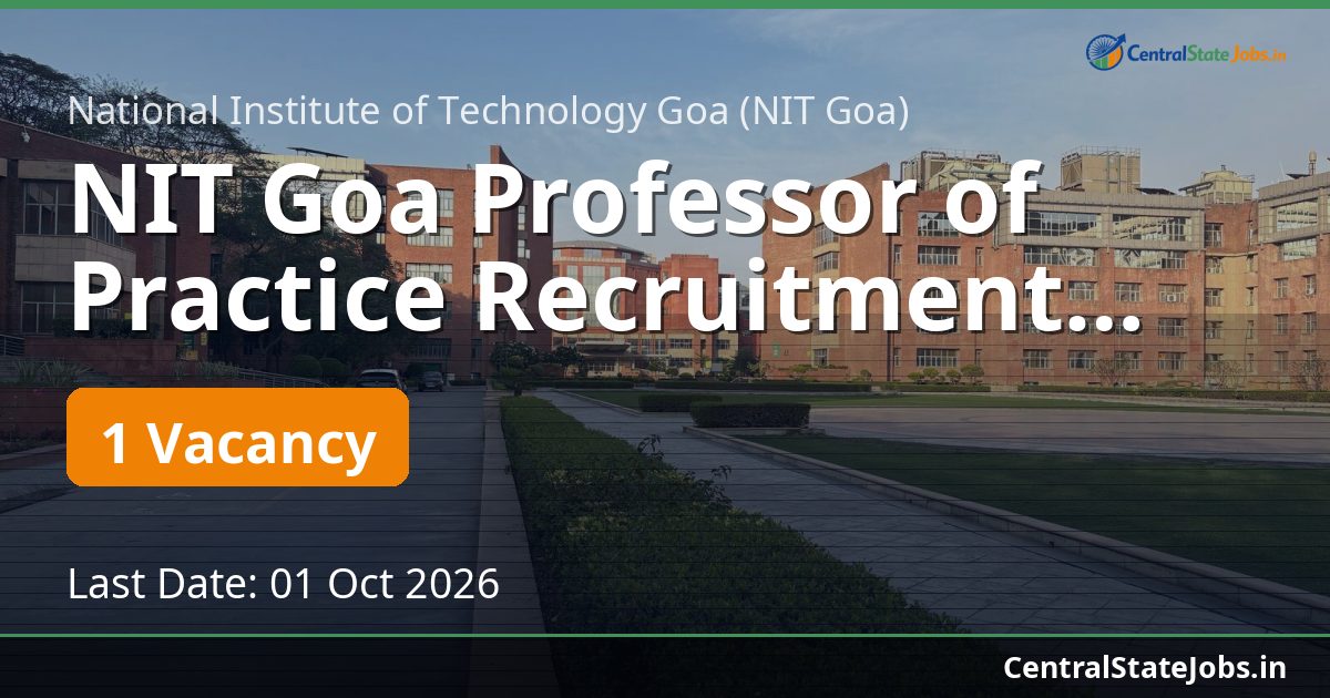 NIT Goa Professor of Practice Recruitment 2026