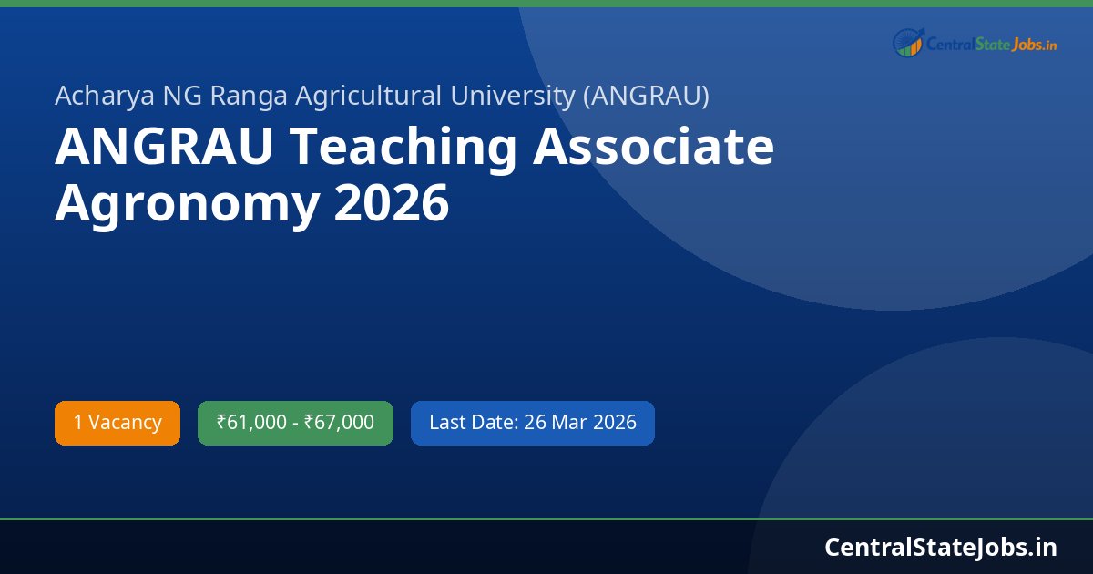 ANGRAU Teaching Associate Agronomy 2026