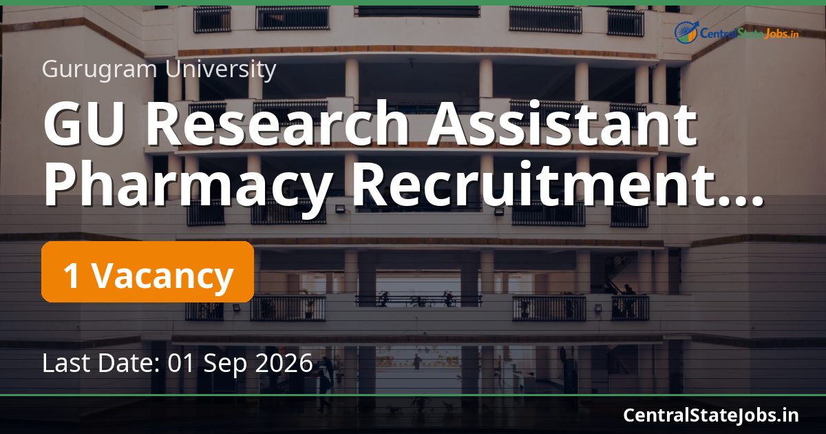 GU Research Assistant Pharmacy Recruitment 2026