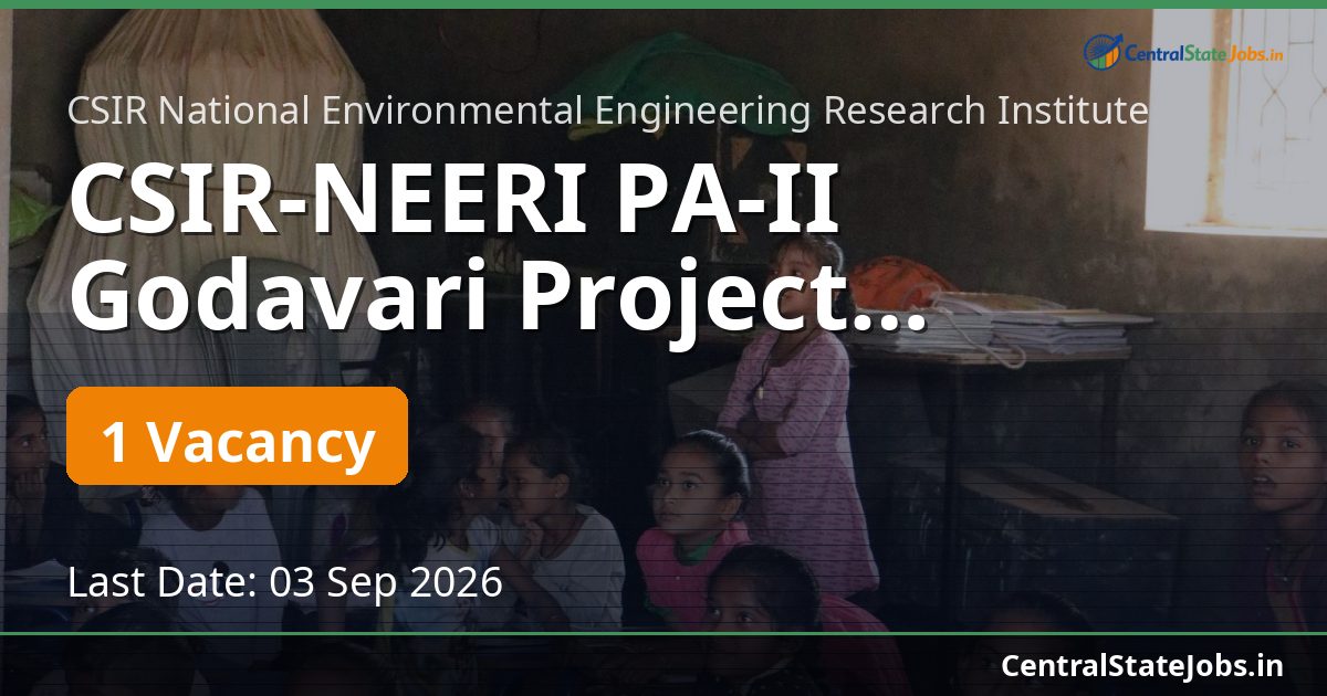CSIR-NEERI PA-II Godavari Project Recruitment 2026