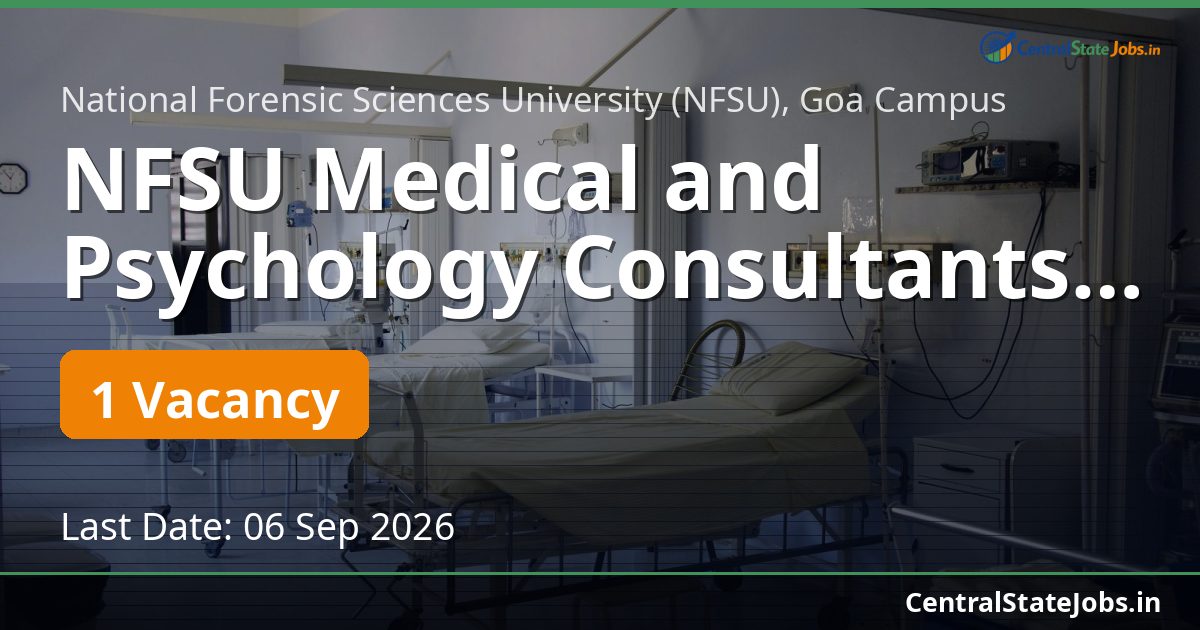 NFSU Medical and Psychology Consultants Recruitment 2026