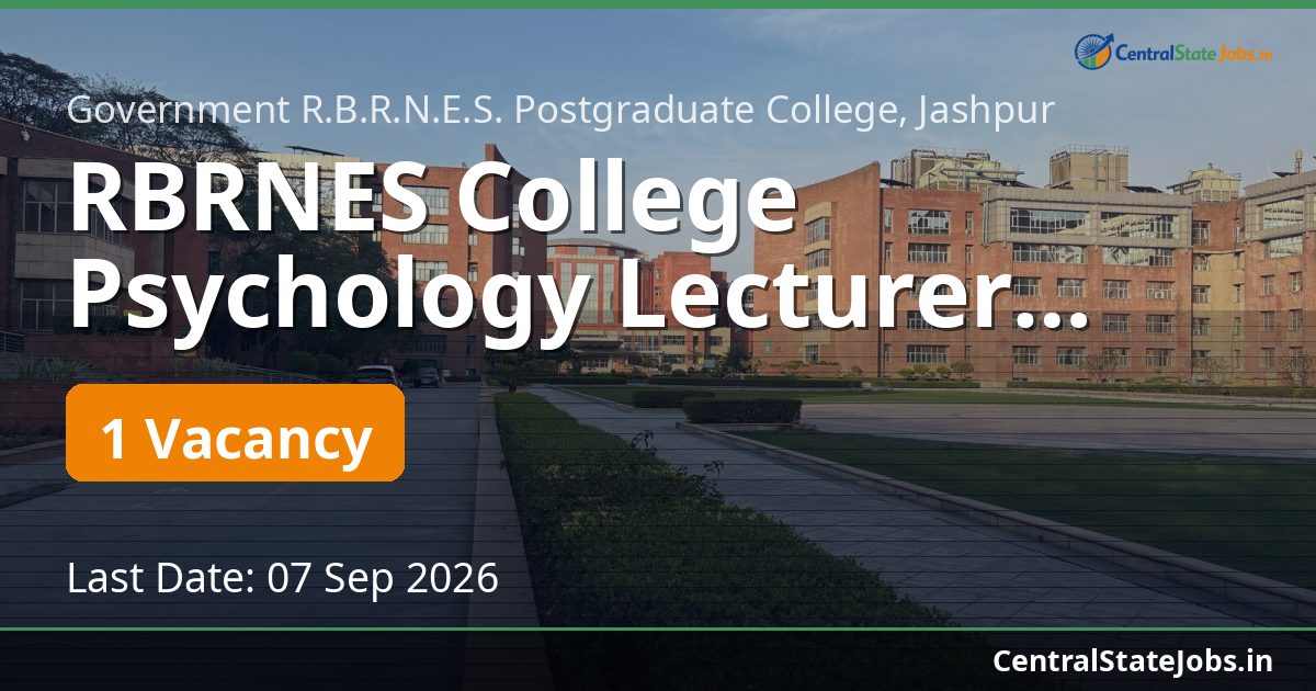 RBRNES College Psychology Lecturer Recruitment 2026