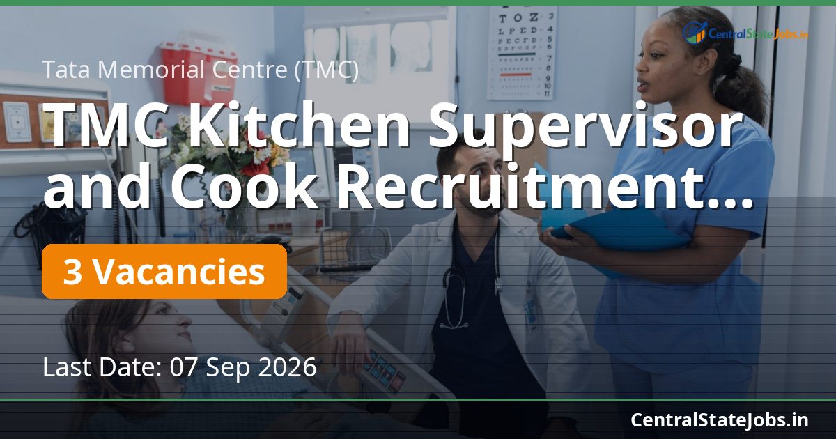 TMC Kitchen Supervisor and Cook Recruitment 2026