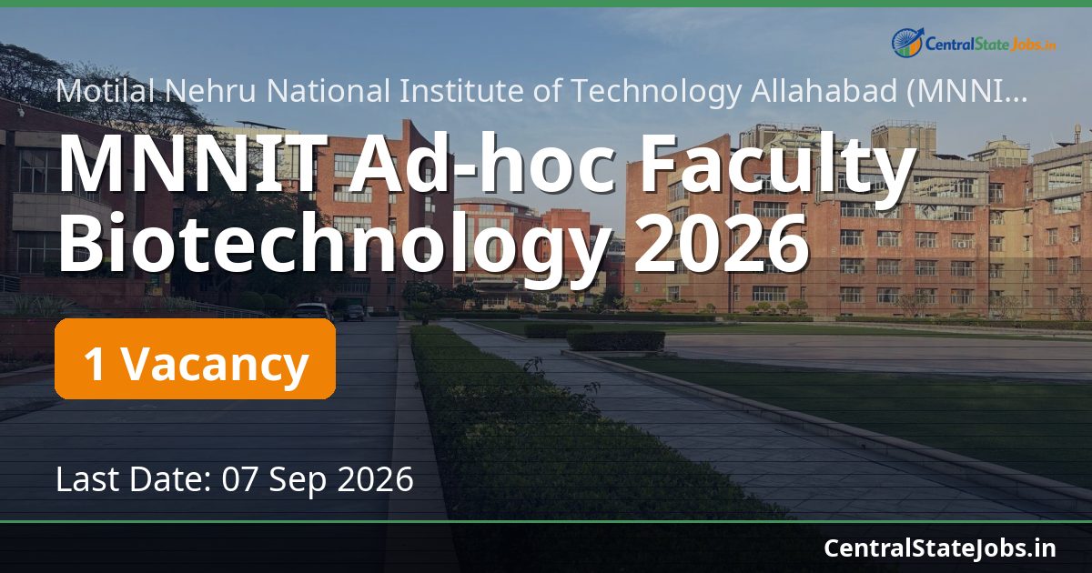 MNNIT Ad-hoc Faculty Biotechnology 2026