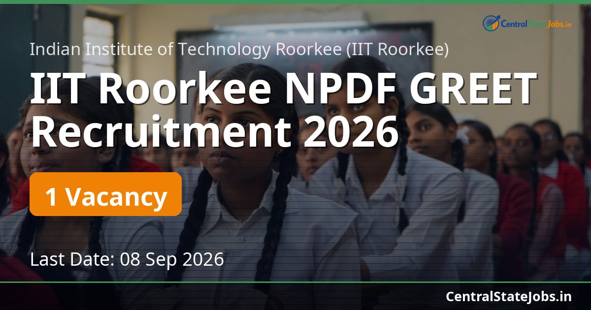 IIT Roorkee NPDF GREET Recruitment 2026
