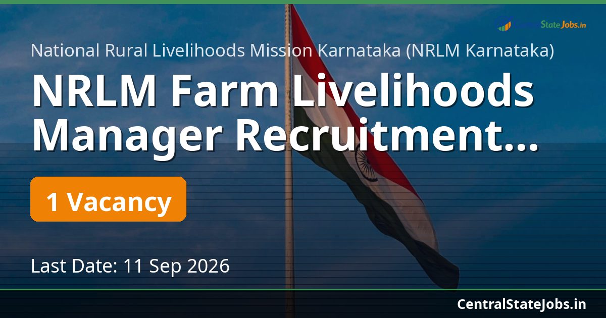NRLM Farm Livelihoods Manager Recruitment 2026