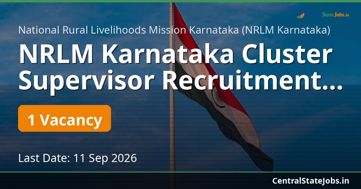 NRLM Karnataka Cluster Supervisor Recruitment 2026
