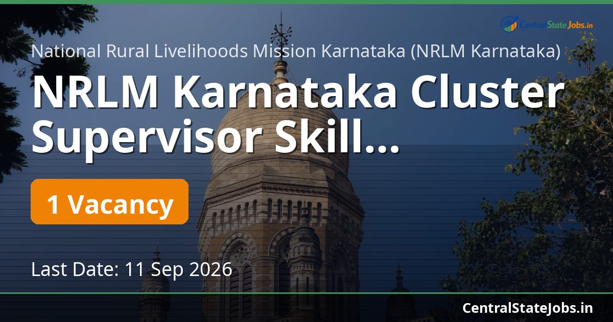 NRLM Karnataka Cluster Supervisor Skill Recruitment 2026