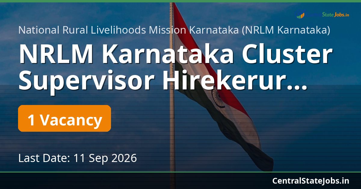 NRLM Karnataka Cluster Supervisor Hirekerur Recruitment 2026