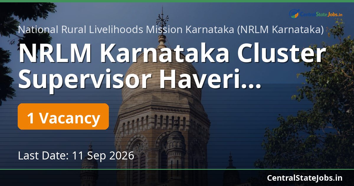 NRLM Karnataka Cluster Supervisor Haveri Recruitment 2026