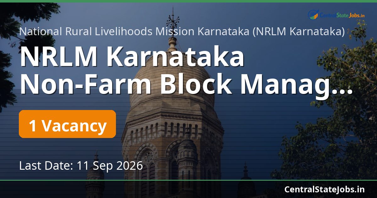 NRLM Karnataka Non-Farm Block Manager Recruitment 2026