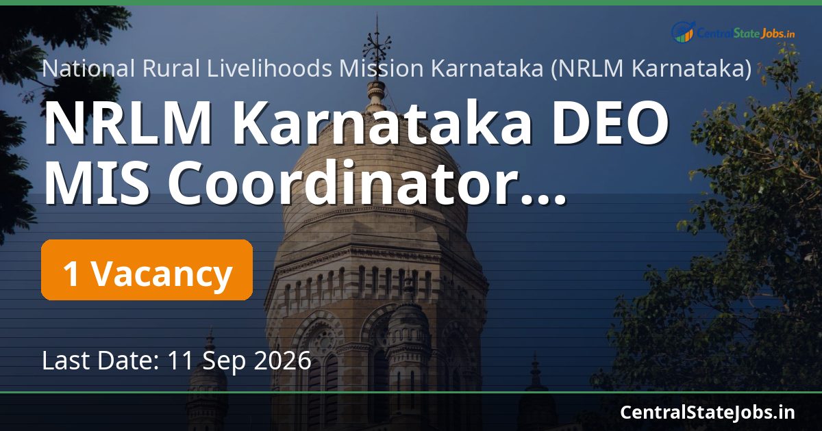 NRLM Karnataka DEO MIS Coordinator Recruitment 2026