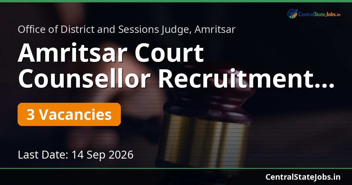 Amritsar Court Counsellor Recruitment 2026