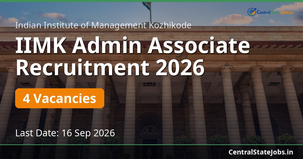 IIMK Admin Associate Recruitment 2026