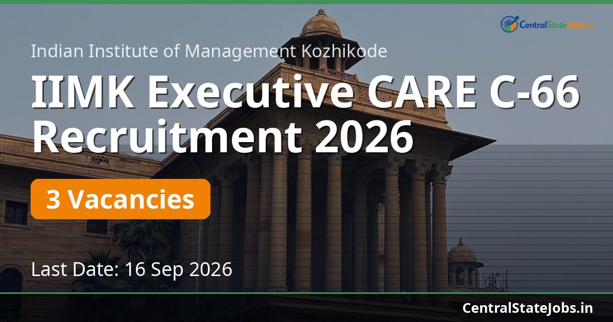 IIMK Executive CARE C-66 Recruitment 2026