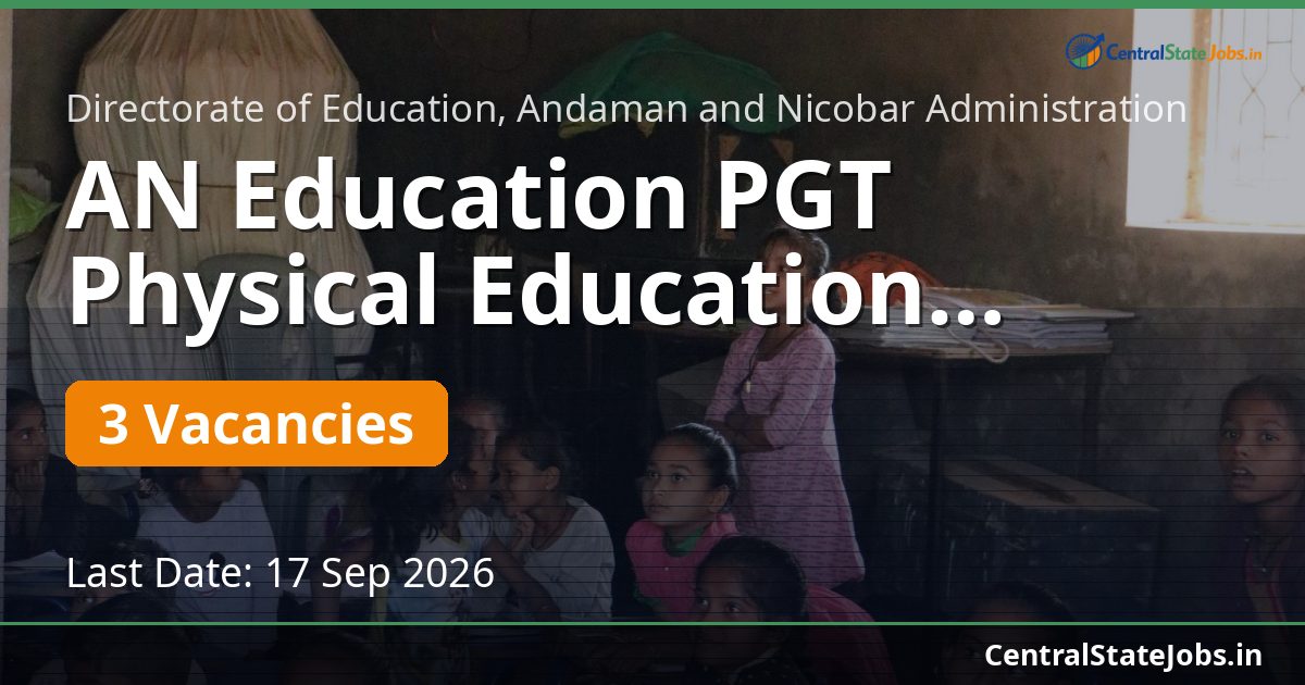 AN Education PGT Physical Education Recruitment 2026