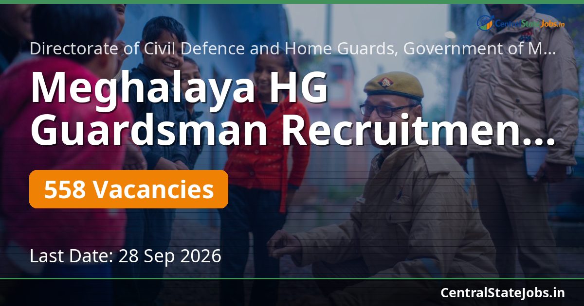 Meghalaya HG Guardsman Recruitment 2026 — 558 Vacancies