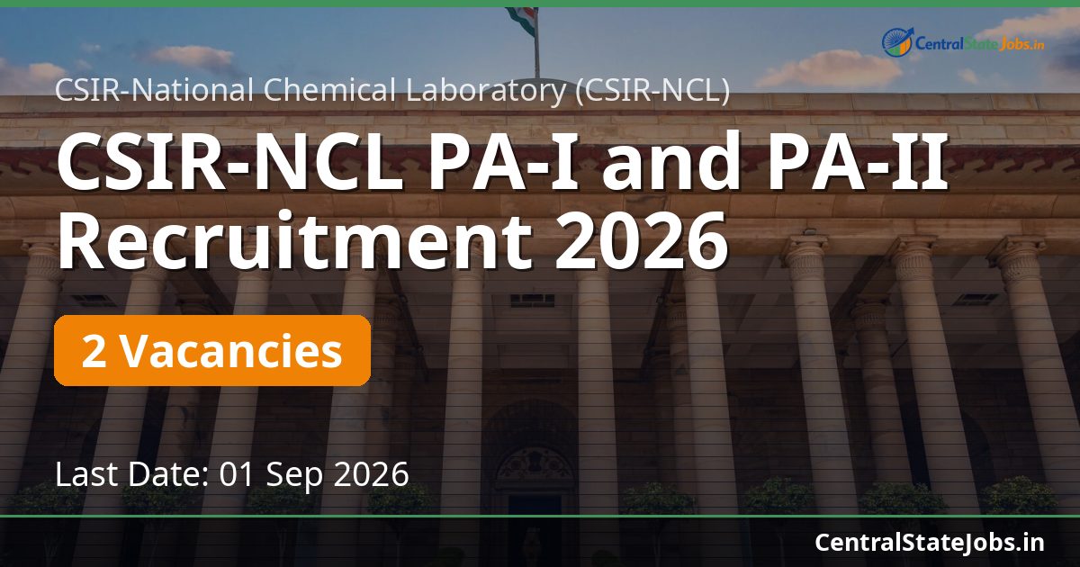 CSIR-NCL PA-I and PA-II Recruitment 2026