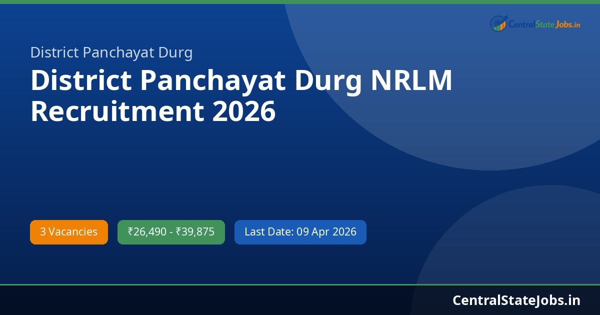 District Panchayat Durg NRLM Recruitment 2026
