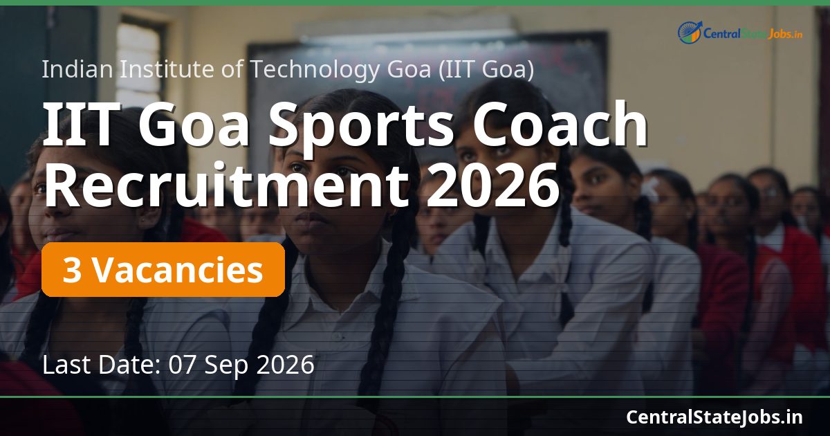IIT Goa Sports Coach Recruitment 2026