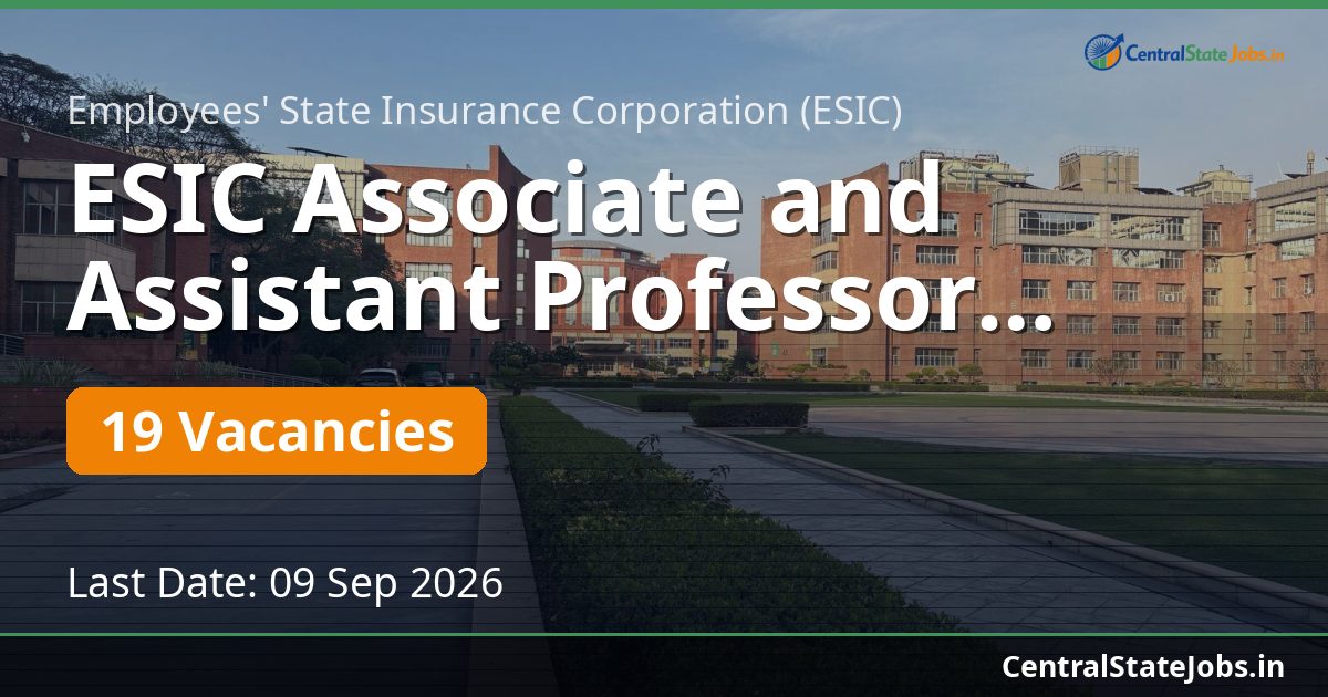 ESIC Associate and Assistant Professor Recruitment 2026