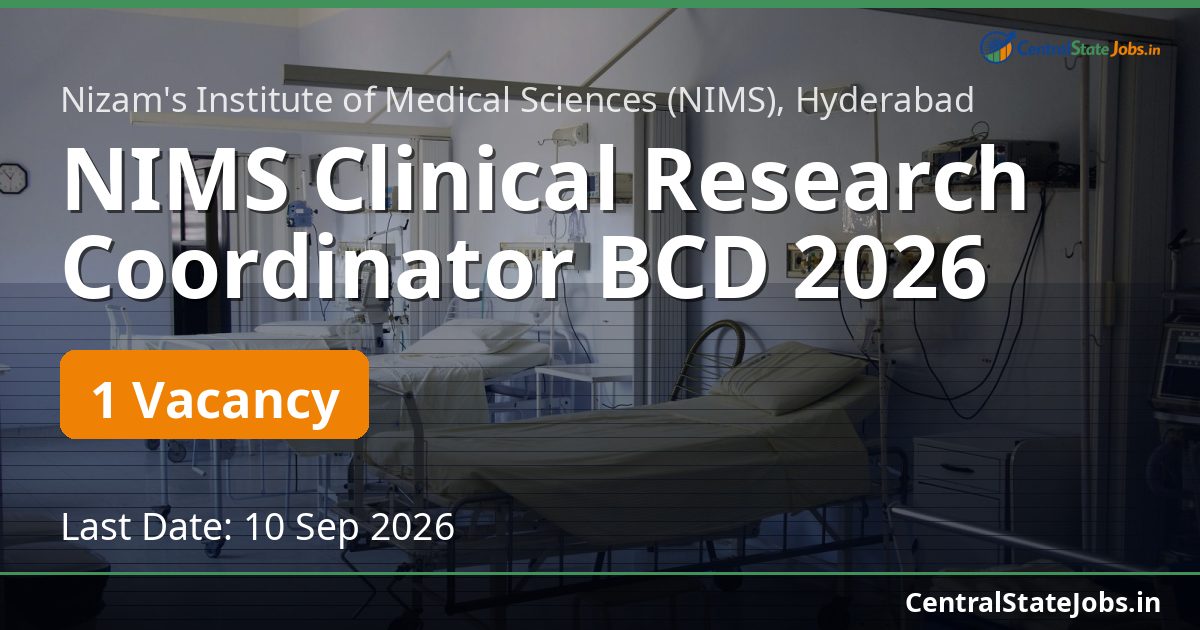 NIMS Clinical Research Coordinator BCD 2026