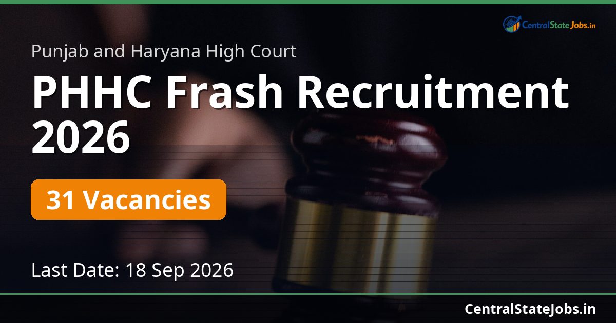 PHHC Frash Recruitment 2026 — 31 Vacancies