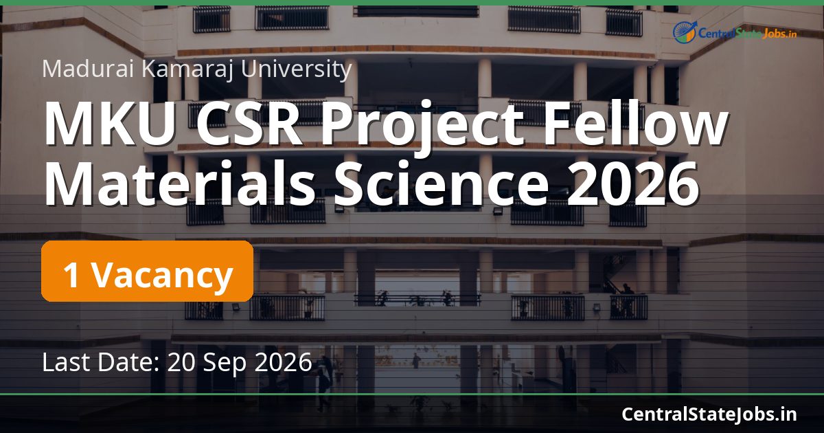 MKU CSR Project Fellow Materials Science 2026