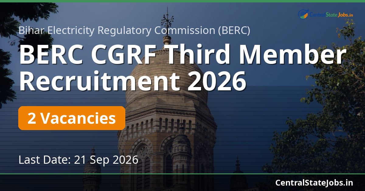 BERC CGRF Third Member Recruitment 2026