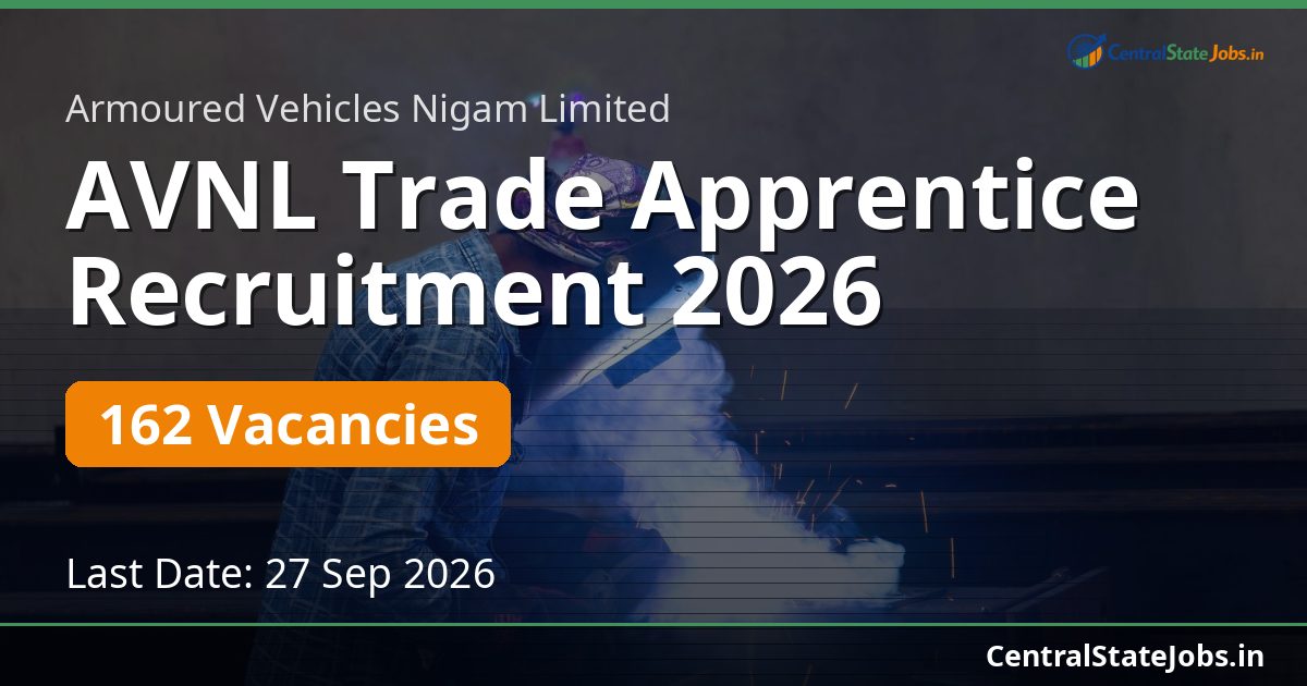 AVNL Trade Apprentice Recruitment 2026 — 162 Vacancies