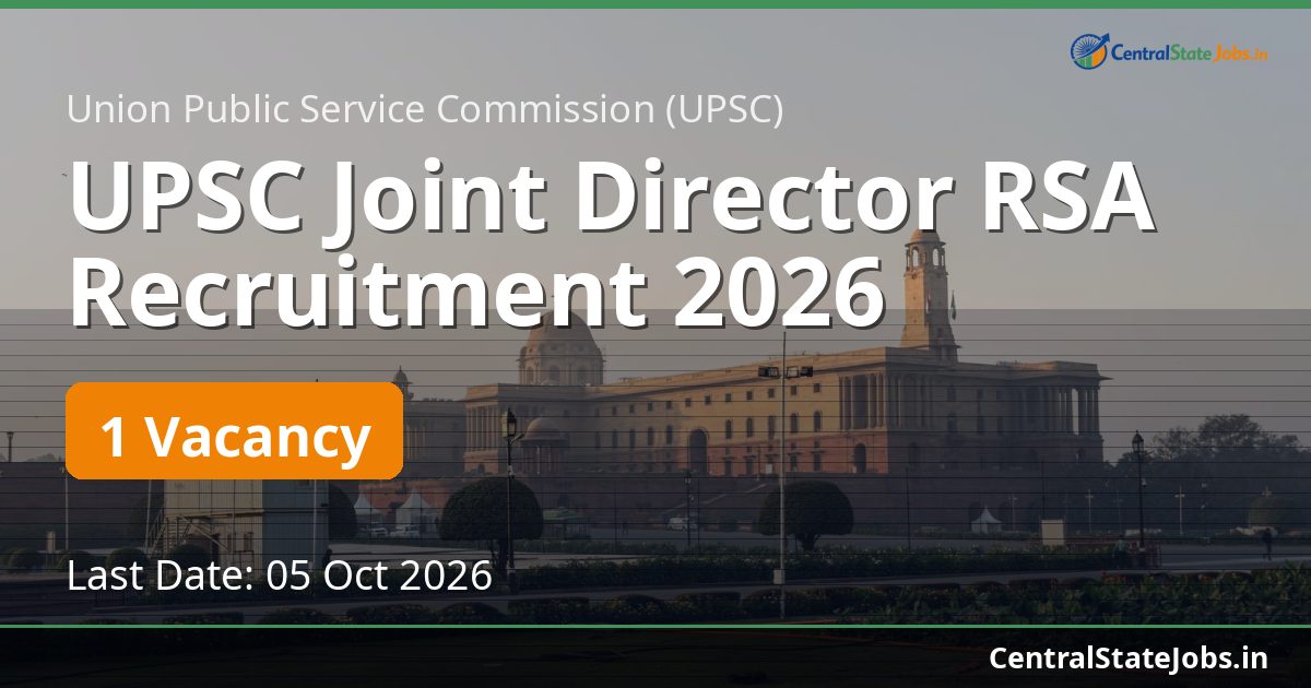 UPSC Joint Director RSA Recruitment 2026