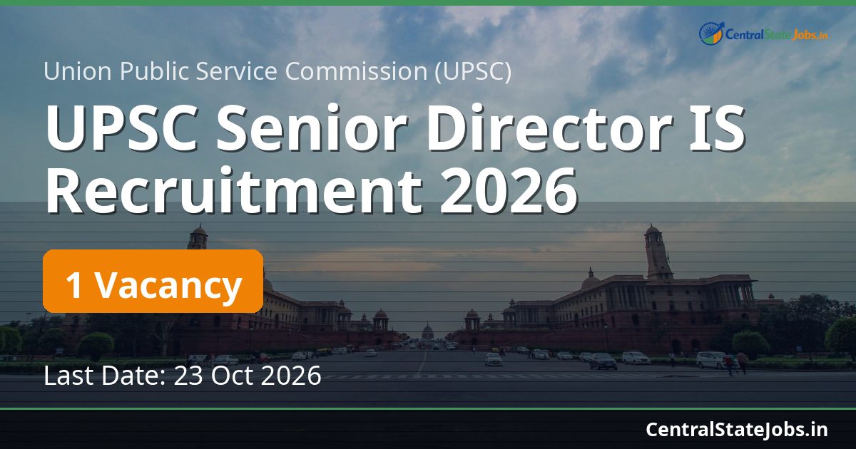 UPSC Senior Director IS Recruitment 2026