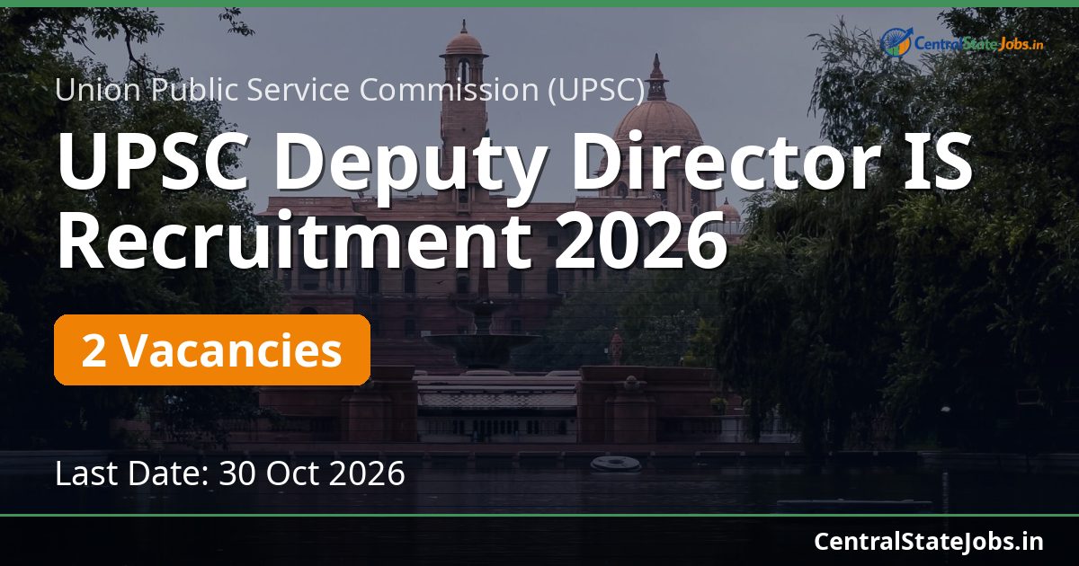 UPSC Deputy Director IS Recruitment 2026