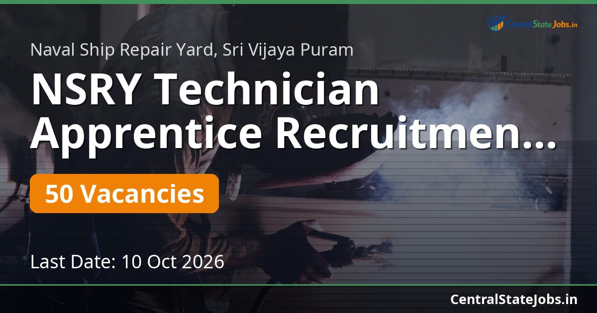 NSRY Technician Apprentice Recruitment 2026 — 50 Vacancies