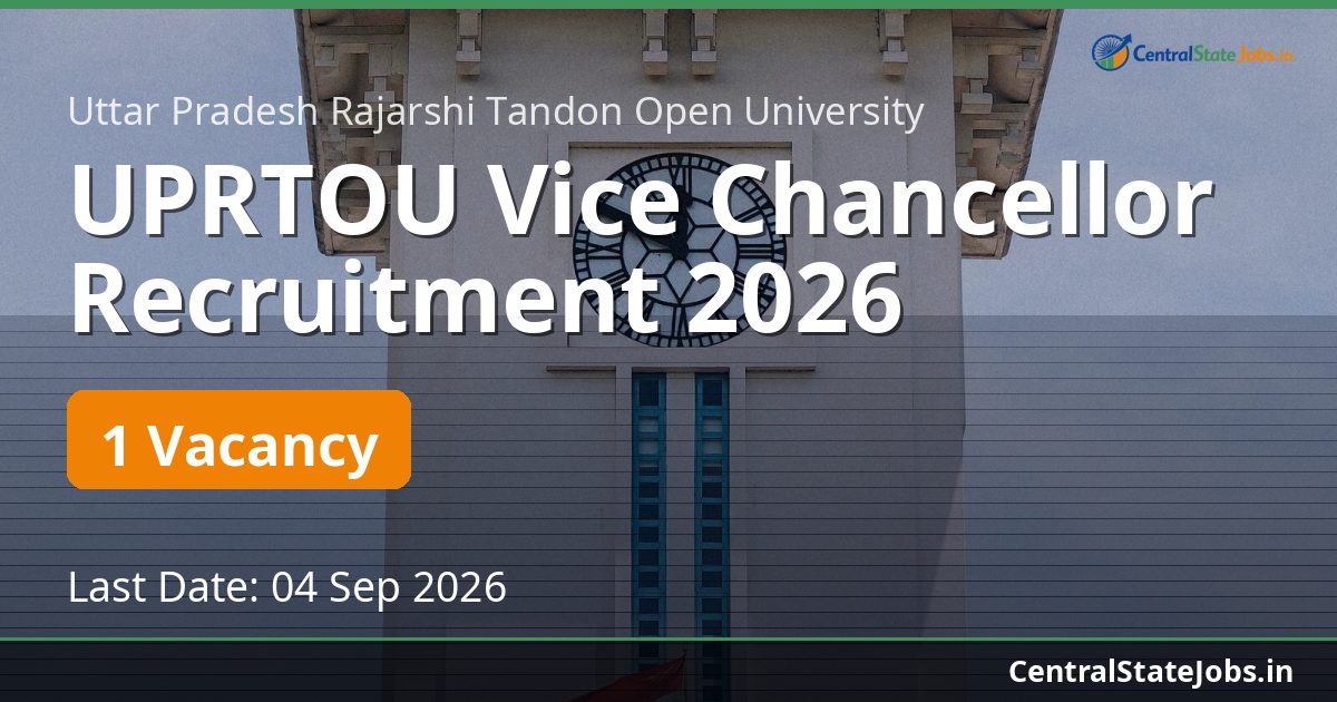 UPRTOU Vice Chancellor Recruitment 2026