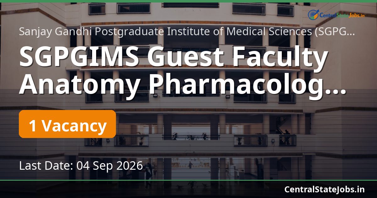 SGPGIMS Guest Faculty Anatomy Pharmacology Recruitment 2026