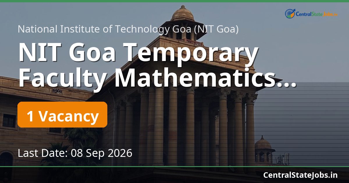 NIT Goa Temporary Faculty Mathematics Recruitment 2026