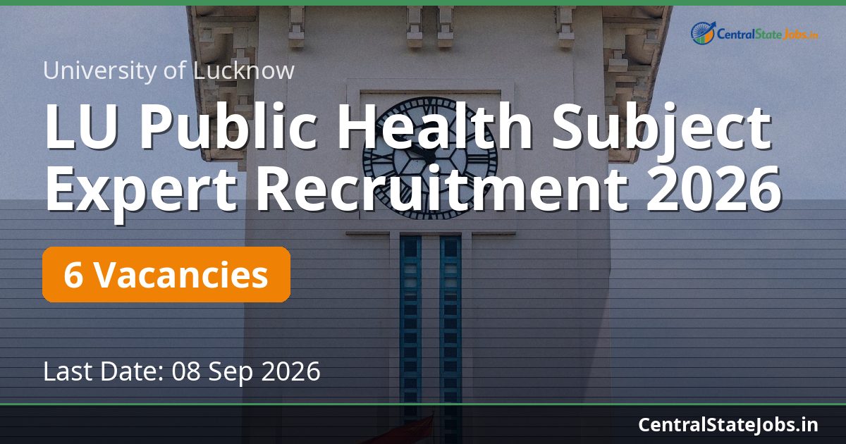 LU Public Health Subject Expert Recruitment 2026