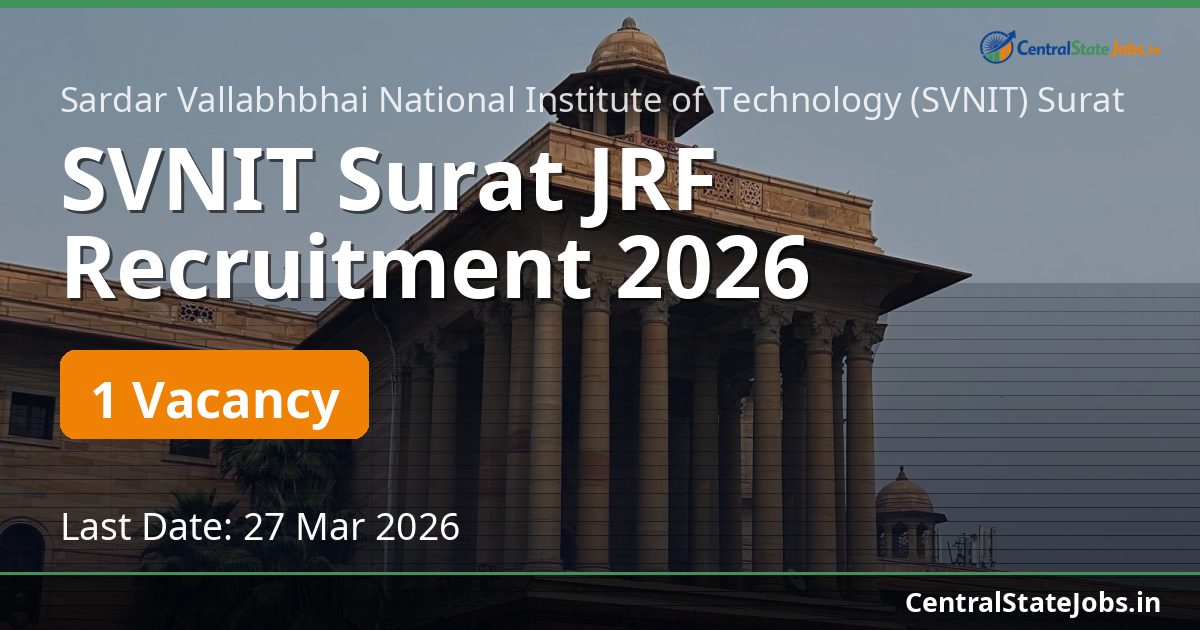 SVNIT Surat JRF Recruitment 2026