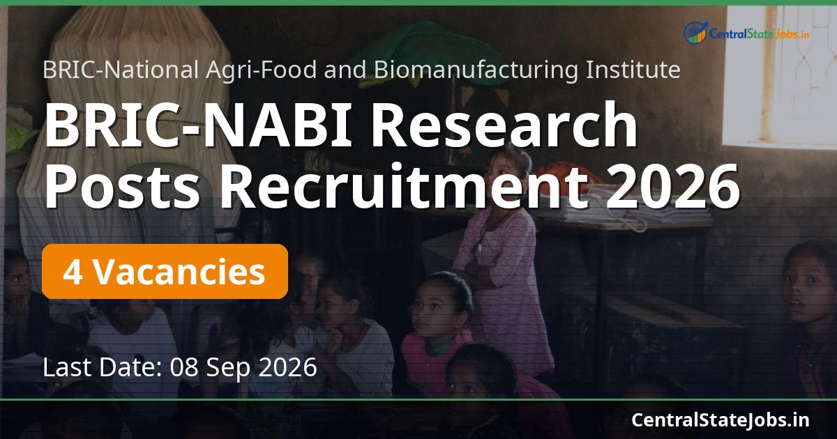 BRIC-NABI Research Posts Recruitment 2026