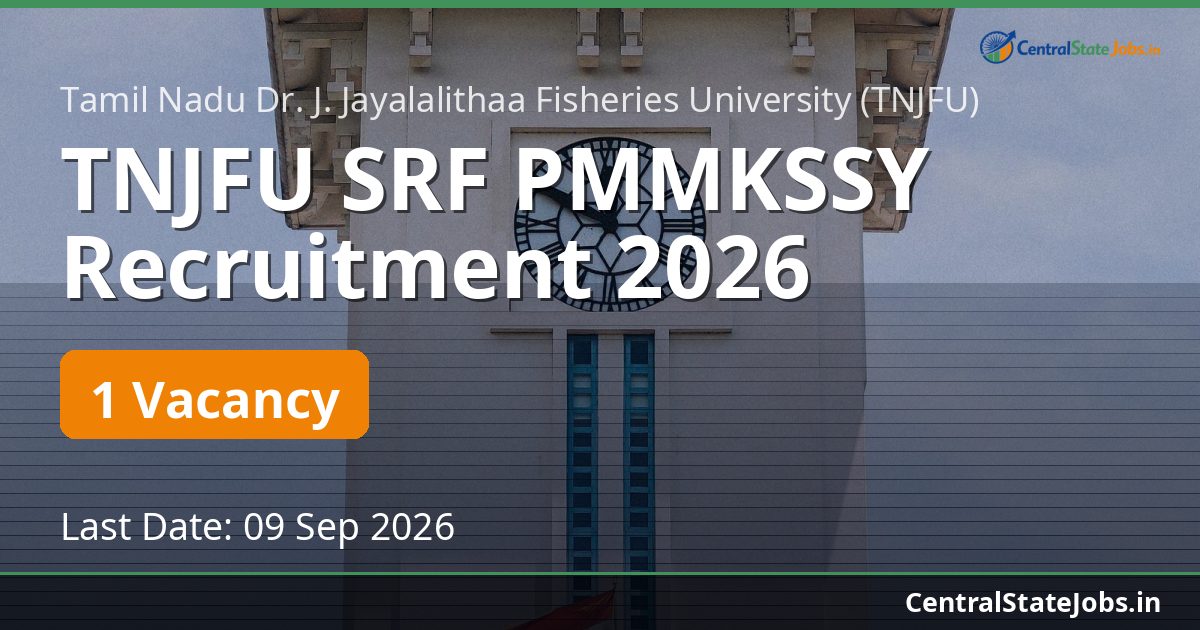 TNJFU SRF PMMKSSY Recruitment 2026