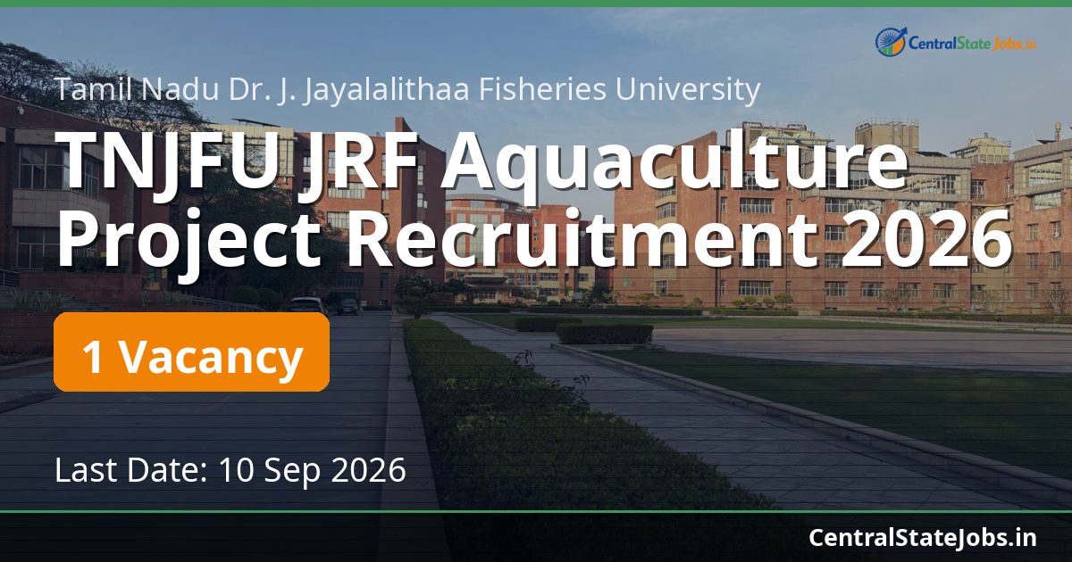 TNJFU JRF Aquaculture Project Recruitment 2026