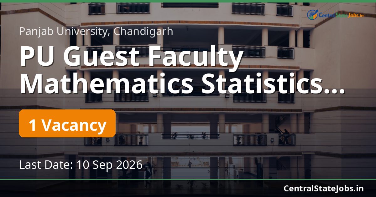 PU Guest Faculty Mathematics Statistics Recruitment 2026